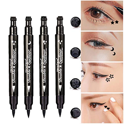 Pinkiou Eyeliner Pencil Pen with Eye Makeup Stamp Waterproof Double Sided Long Lasting