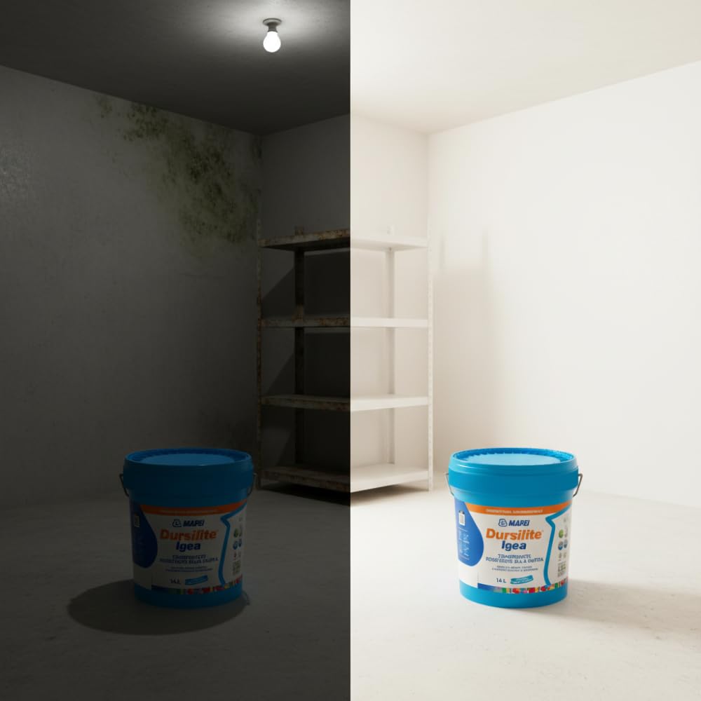 MAPEI Dursilite Igea, Idropittura Traspirante Antimuffa per Interni, Bianco, Resistente all'Umidità, Opaca, Lavabile, per Bagni e Cucine (14 Litri)