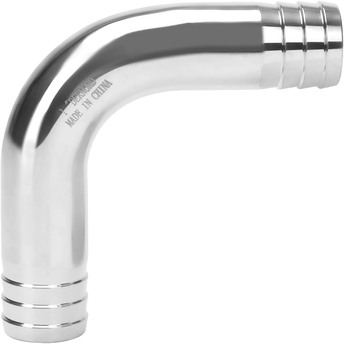 DERNORD Sanitary Hose Barb Fitting 304 Stainless Steel 1" Barbed x 1" Barbed 90 Degree Elbow