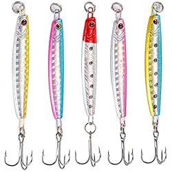 Cucharilla Ondulante TUXIBIN 5 señuelos de Pesca de Metal cucharas de Pesca hundimiento cucharas de Metal Lentejuelas Cebo Metal bajo Cuchara Duro Cebo Plantilla señuelo Gancho Artificial señuelos Aparejos 12g* 5pcs