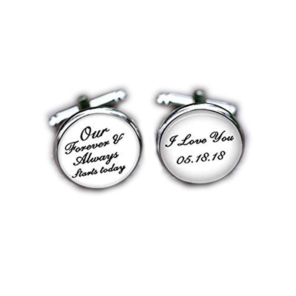 Bloody devil Wedding Cufflinks，Groom Cuff Links, Custom Name and Date, Our Forever and Always Start Today, i Love You Cufflinks, Unique Gifts for Groom, Tie Clips,Gift of Love