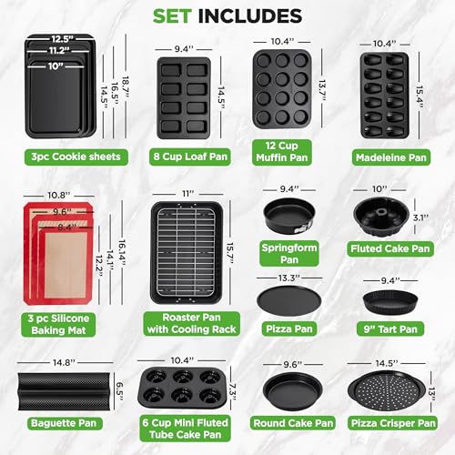 NutriChef 42-Piece Ultimate Nonstick Bakeware Set - Carbon Steel Baking Pans, Everyday Baking Tools, Oven Mitts, & More - Ideal for Baking Delicious Savory & Sweet Treats - Complete Set for Bakers by NutriChef - Image 2