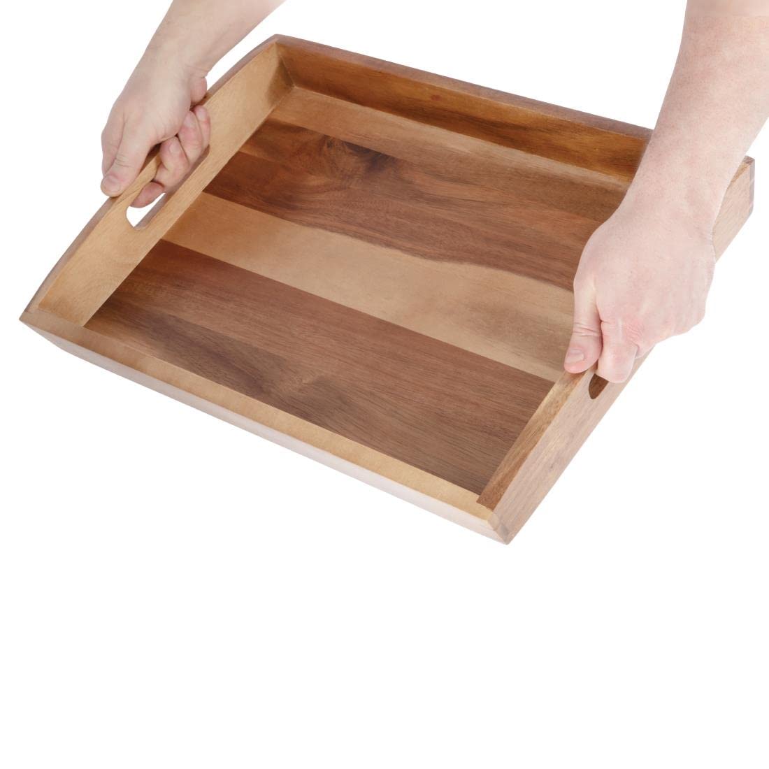Olympia GM266 bandeja para servir, 510 mm x 350 mm x 70 mm, de madera de acacia, color marrón