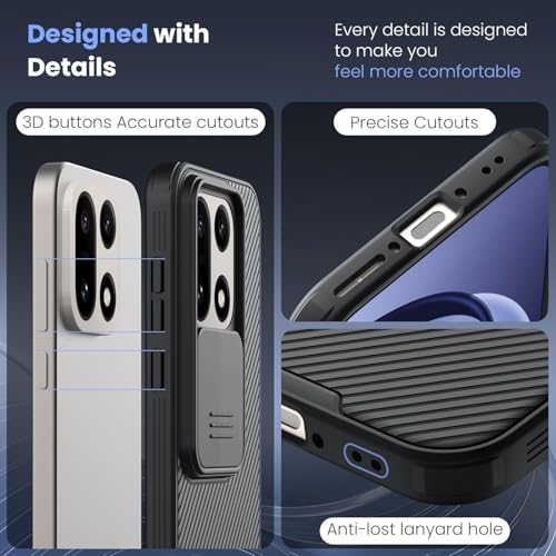 Image of PRITO Nilkin Classic Series for OnePlus 15 (1+15) Case with Camera Cover, [Camera Lens Protector] [Scratch-Resistant] [360 Full Protection] Shockproof Slim Phone Case (Black, 1+15)