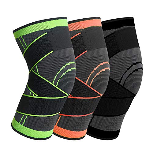 jinda Ginocchiere Sportive Pressurizzate A Maglia da Corsa Ciclismo Pallacanestro Traspiranti Ginocchiere Fasciatura Fitness All'aperto Alpinismo Ginocchiere Arance