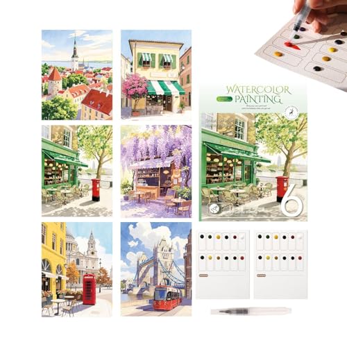 Set de pintura de acuarela para adultos,12 colores para principiantes con pincel,Suministros de arte para adultos | para bosquejo de casa oficina estudio escuela colegio al aire libre viaje coche