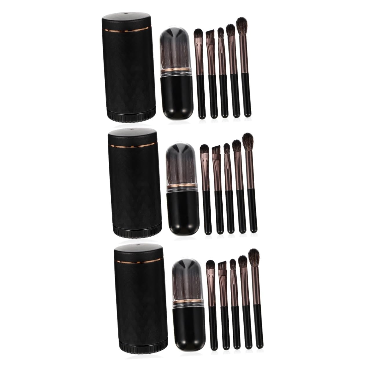Housoutil 3sets Pennelli Per Trucco Professionale Con Manico Kit Per Viso e Occhi Completamente Portatile Con Specchio Per Viaggi e Regali Speciali
