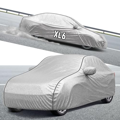 Image of Kayme Compatible with Silver Xl6 Car Cover Waterproof Car Body Cover for All Weather Proof & Full Bottom Elastic, Triple Stitching with 100% Nail Proof Cover