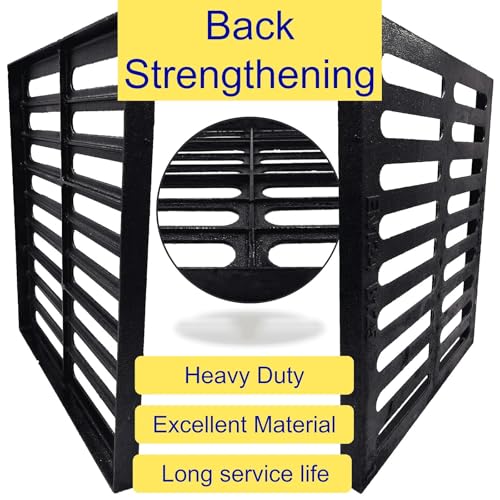 Image of Cast Iron Drain Grate, Driveway Channel Cover 20x16 in C-Class | Heavy-Duty Outdoor Trench Drainage, Black Rectangle Metal Sewer Cover for Garage, Yard, True 19.7x15.7