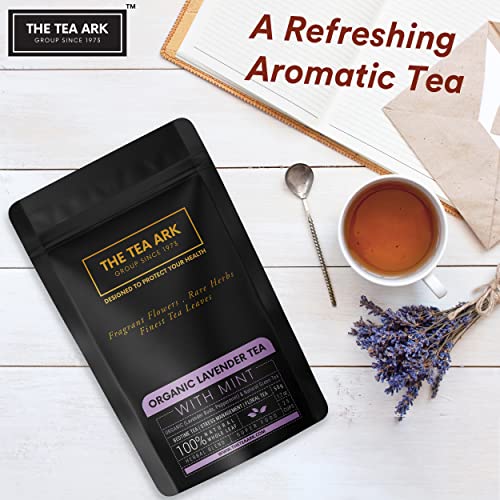 Image of The Tea Ark Lavender Tea Loose Leaves (50g) Pouch | Herbal Bedtime Tea with Peppermint & Green Tea | Natural Whole Leaf Blend (25 Servings) (Lavender & Peppermint)