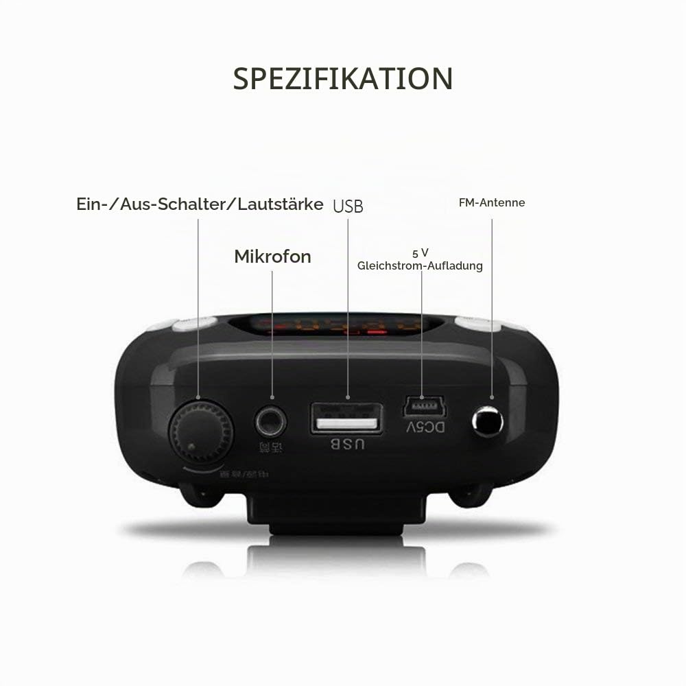 Sprachverstärker Tragbar Stimmverstärker mit Mikrofon Headset Lautsprecher Stimmenverstärker Voice Amplifier Unterstützung MP3-Wiedergabe für Lehrer, Yoga, Reiseleiter Trainer
