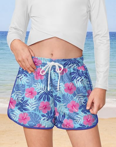 Girls Summer Beach Swim Shorts Quick Dry Elastic Waist Swim Trunks with Pockets 5-14 Years3