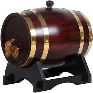 10L Wine Barrel Dispenser Oak Aging Barrels Wooden Storage Bucket for Whiskey Bourbon Tequila Wine Vinegar Beer, Leak Proof,B(Size:B)