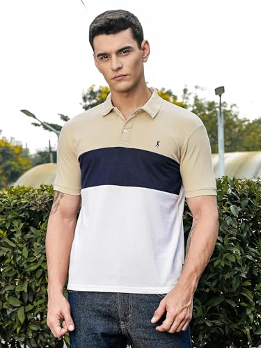 Image of Thomas Scott Men's | Color Blocks | Solid | Ribbed Sleeves | Polo Spread Collar | Button Closure | Tshirts for Men
