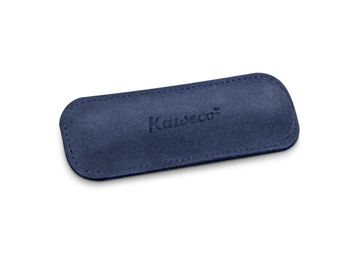 Kaweco Eco Velour Leather 2 Pens Pouch Sport Navy I Pen Case Suitable for The Sport Series I Writing Case Made of Genuine Leather with Beautiful Embossing I Chic & Classic I Pen Case 12 x 4.5 cm