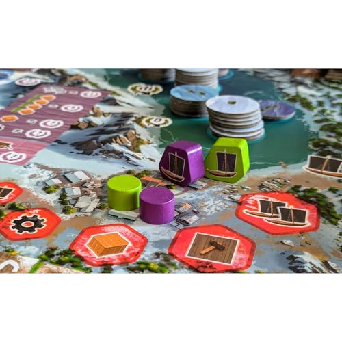 Image of Saltfjord Board Game - Dice Drafting, Fishing and Village Expansion Strategy Game Set in 19th Century Norway, Ages 14+, 1-4 Players, 60 Minute Playtime, Made by Aporta Games