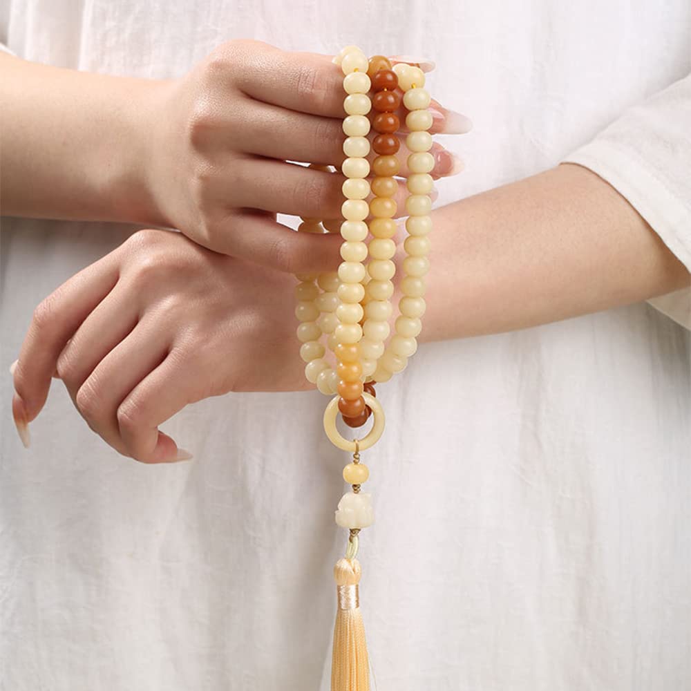 Bracciale con Perline di radice Bodhi Sfumata 108 Collana