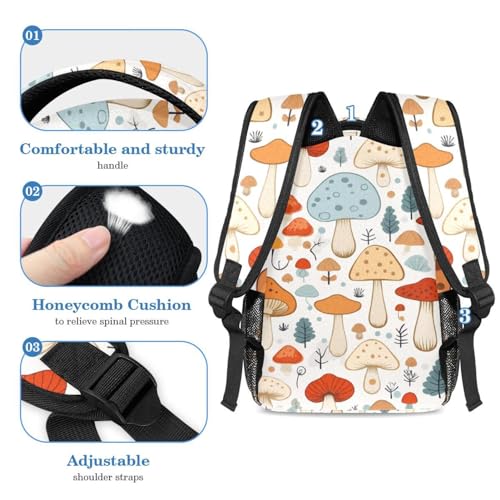 Sac à dos grande capacité avec trousse champignon multicolore pour l'école - 4