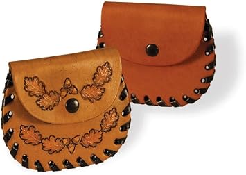 Tandy Leather Pocket Coin Holder Kit - Design and Assemble Easily with Pre-Punched Veg Tan Leather - Leather Craft Kit for Hobby Projects with Snap Closure - Natural - 3 x 3.75 Inch