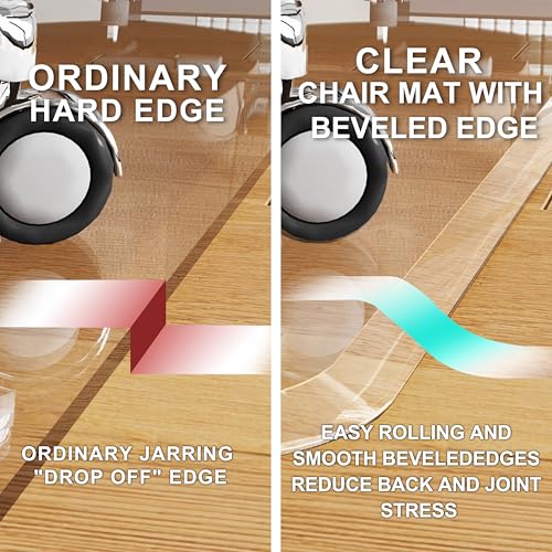 Image of MESAILUP Beveled Edge Office Chair Mat for Carpet or Hardwood Floor 42 inch x 42 inch Clear Chair Mats for a Smooth Glide and Easy Roll On /Off, Heavy Duty and Non-Slip Pad Floor Ultimate Desk Chair Mat