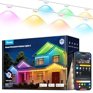 Govee Permanent Outdoor Lights 2, 150ft RGBIC Outdoor Lights with 108 LED Lights, IP67 Waterproof, 100 Scene Modes with 40lm White for Outdoor Decorations, Works with Alexa, Google Assistant, White