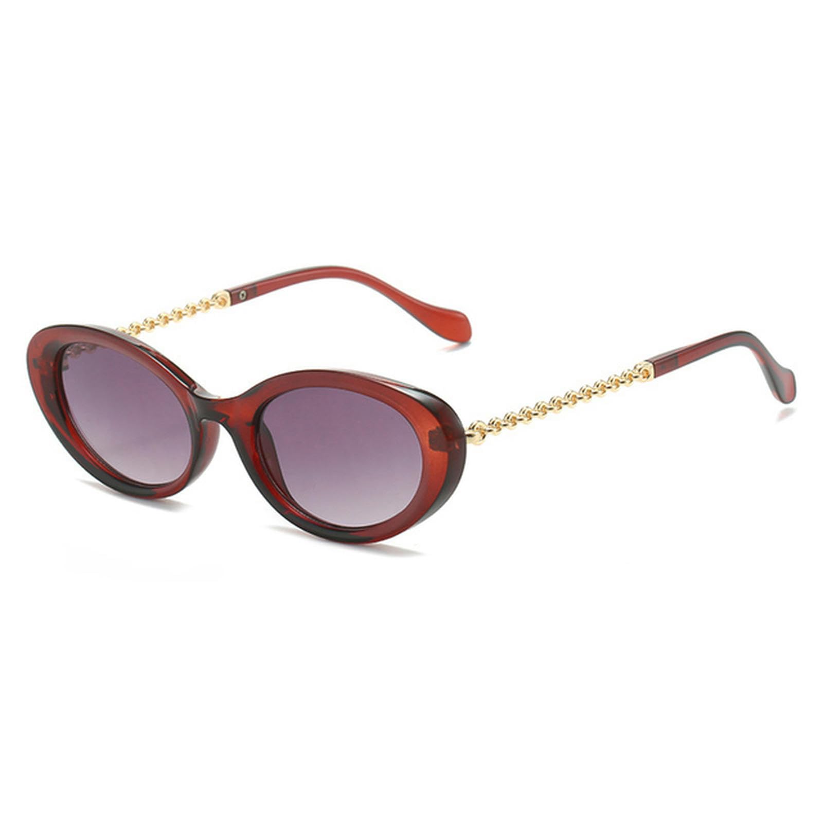 NOGRAX Okulary owalne okulary przeciwsłoneczne moda unikalny metalowy łańcuszek nogi okulary odcienie męskie kocie oko oliwkowe zielone okulary przeciwsłoneczne