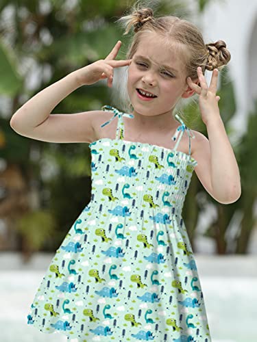 CM-Kid Toddler Girl Sleeveless Dinosaur Sunflower Dresses Summer Beach Outfit Strawberry Butterfly Ladybugs Sundress4