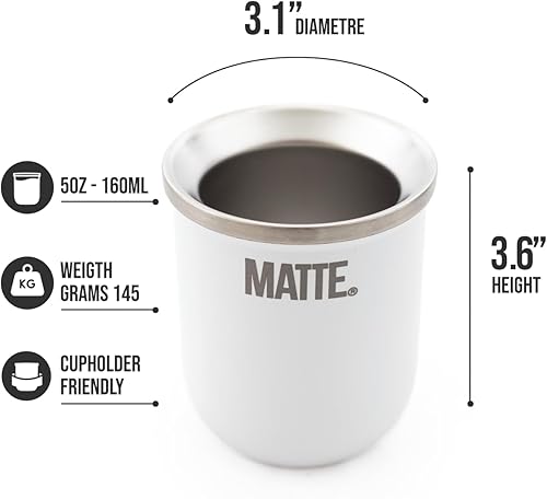 Miniatura 2 de Juego de tazas mate, taza de yerba matecalabaza (6 onzas) y bombilla (paja de yerba mate). acero inoxidable, doble pared, diseño elegante. Caja de