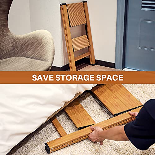 Delxo Aluminum Step Ladder Folding Step Stool 2 Steps,Heavy Duty Woodgrain Finish Lightweight Anti-Slip Portable Collapsible Space Saving Slim Step Stool Ladder Perfect For Kitchen Household 330 Lbs #TOP6