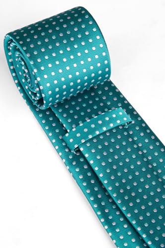Image of HISDERN Polka Dot Ties for Men Classic Silk Ties and Pocket Square Formal Business Necktie Handkerchief Wedding Party