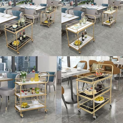 Carrito de servicio universal de 2 niveles con valla de seguridad de alta capacidad para drin y alimentos, al aire libre, carrito de entretenimiento en el hogar y alimentos