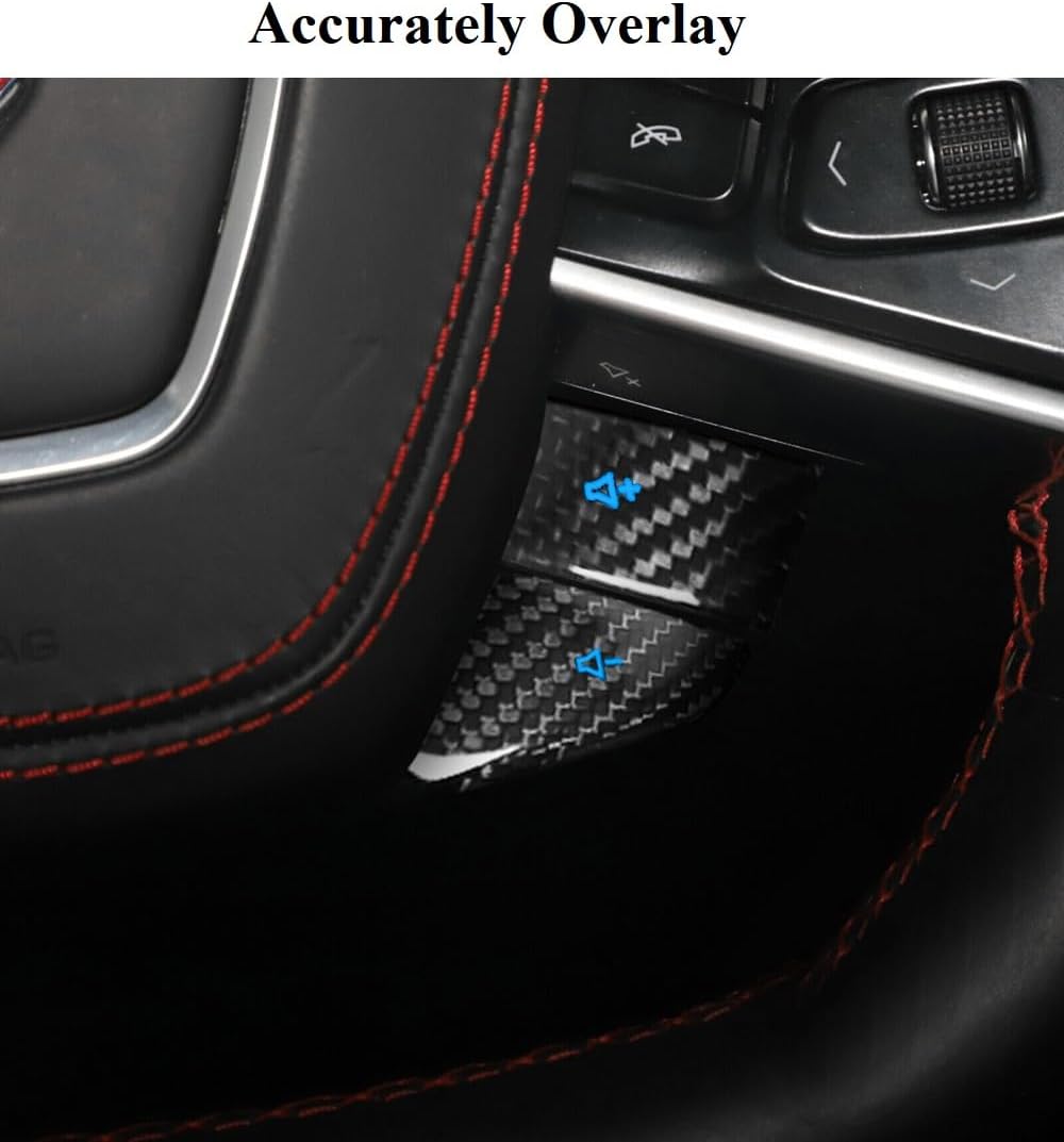 TanKin Real Carbon Fiber Volume Button Cover Trim Direct Add-on for Chevrolet Corvette C8 Z06 Coupe 2020 2021 2022 2023,4PCS Steering Wheel Sport Stickers (Blue)