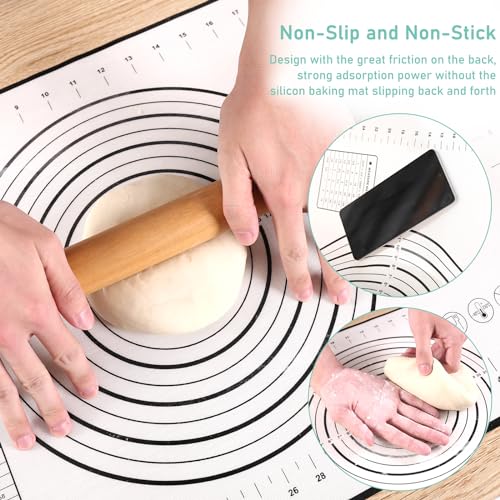 LXUDN Groß 60 * 90cm Backmatte Silikon, Silikonmatte Baking Mat Rutschfeste, Antihaftbeschichtete Backunterlage mit Messung, für Fondant Gebäck Pizza, BPA Frei(Schwarz + Schaber)