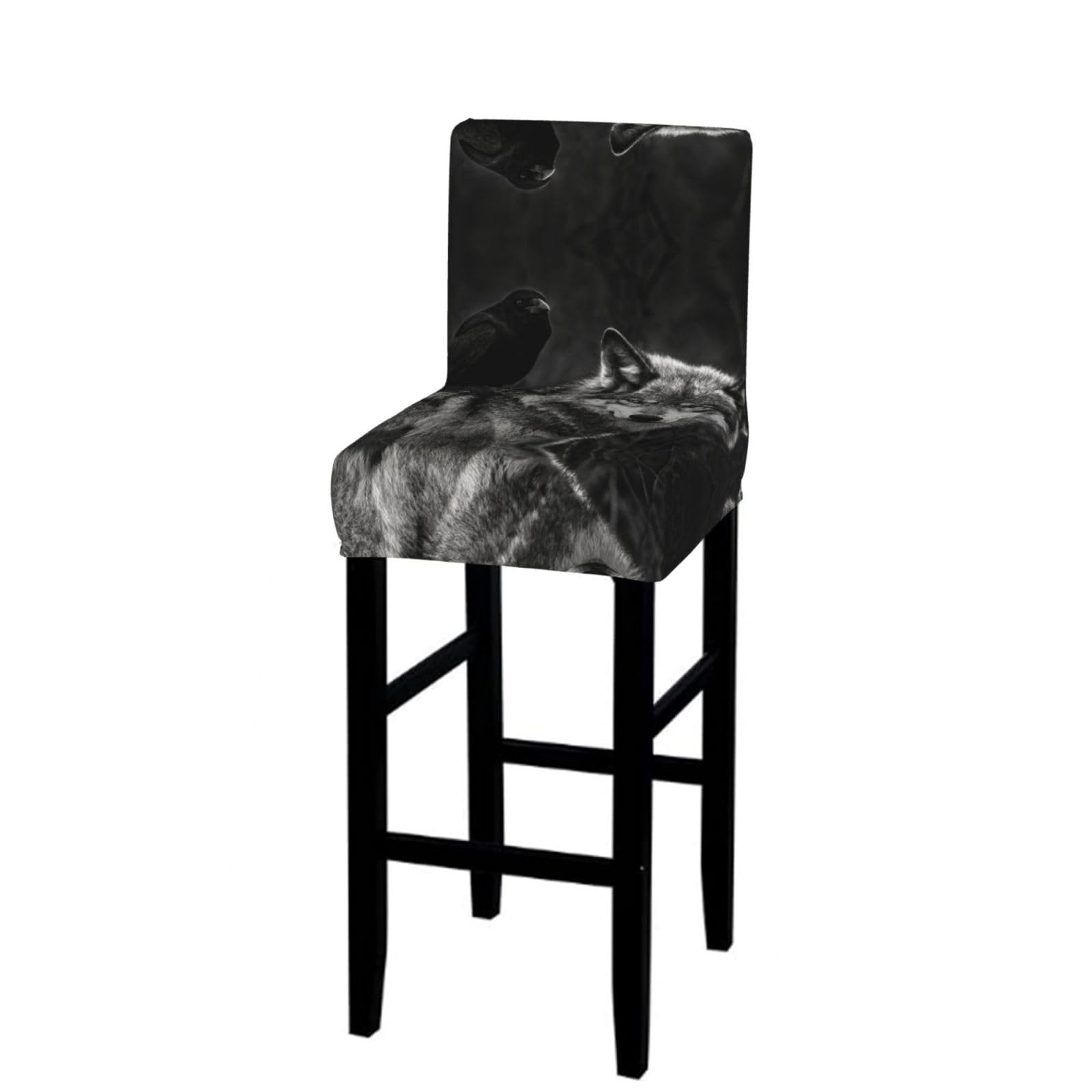 CNTDBU Wolf Raven Pair Bar Stool Cover-Stretchy Chair Slipcover for Kitchen