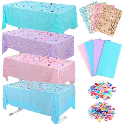IWOLOMI 8 Pcs Ocean Waves Tablecloth Set Cover