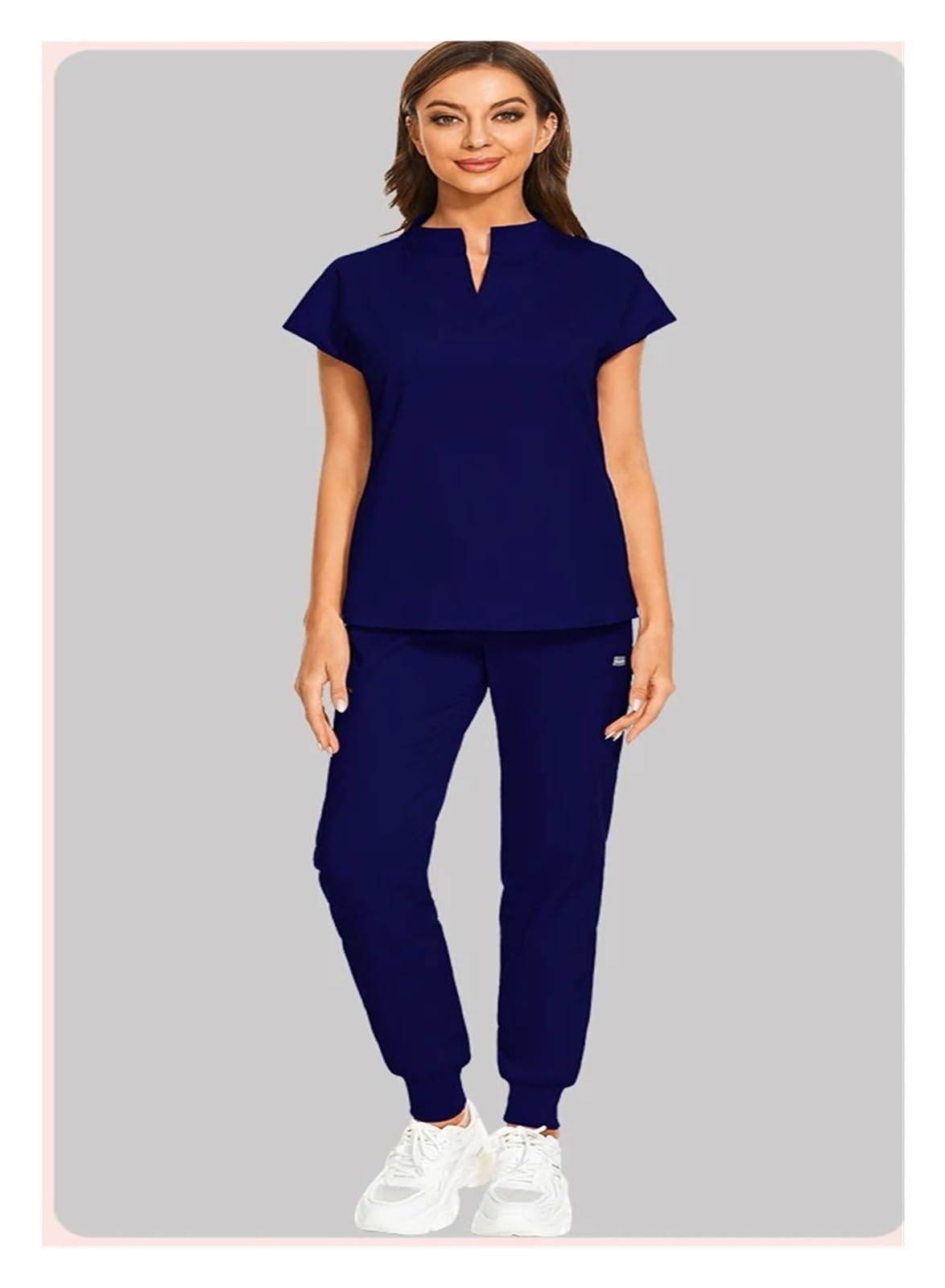 Uniformes Conjuntos de Bata quirúrgica for Mujer Batas quirúrgicas Accesorios for Enfermeras Hospital Clínica Dental Salón de Belleza Ropa de Trabajo Traje(Deep Blue,L)