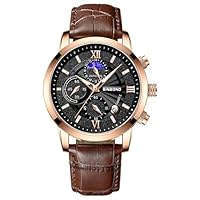 FILIEKEU Relógio de Quartzo de Luxo Casual de Negócios para Homens com Data Relógio de Pulso Luminoso para Homens (Dourado-Preto)