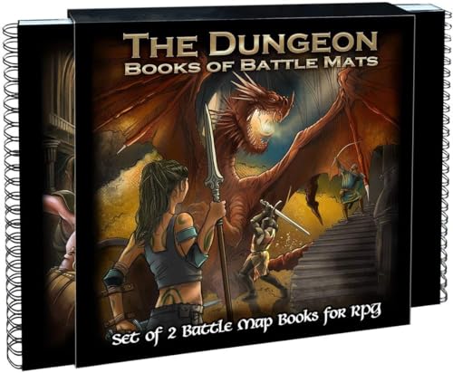 Dungeon Books of Battle Mats – Modular RPG Dungeon Map Book Set for Tabletop...