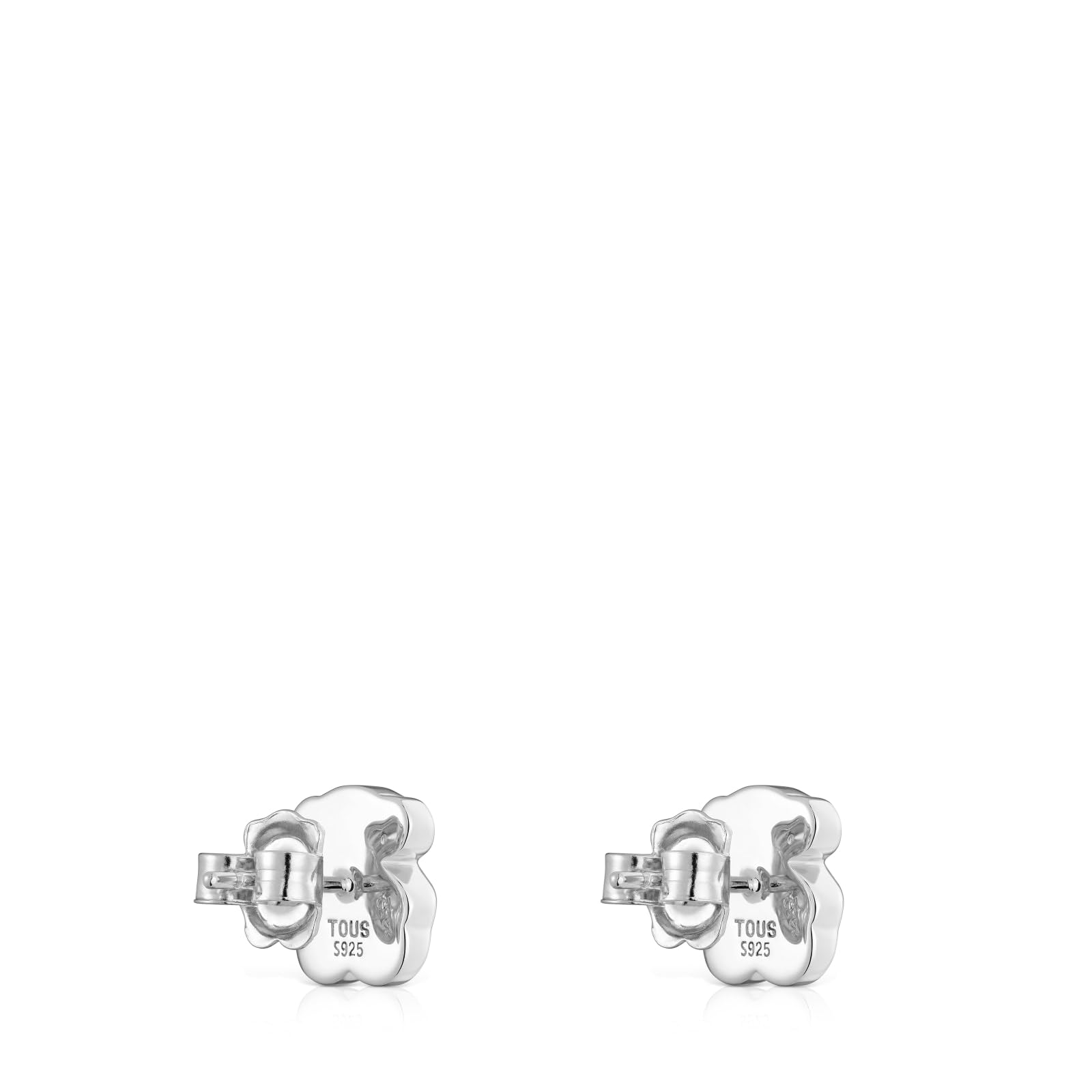 TOUS Pendientes de Plata de Primera Ley para Mujer con Oso en Ónix de 10mm, Icon Color