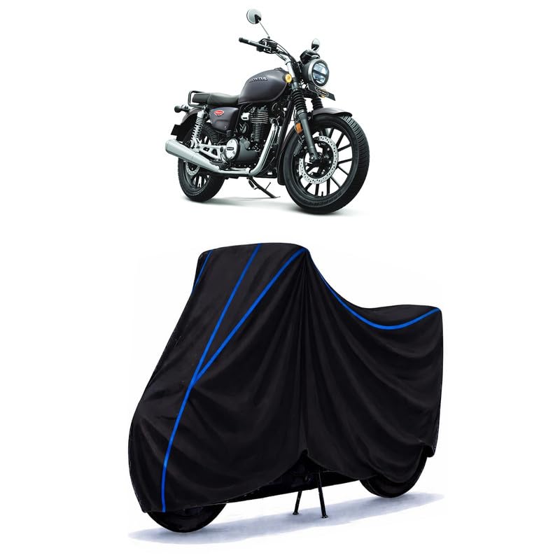 Image of CBR 350 Bike Cover Water Resistant Universal Motorcycle Rain | Heavy Duty UV Protection, Dust, Scratch Indoor Outdoor All Weather with Black Blue Piping Elastic