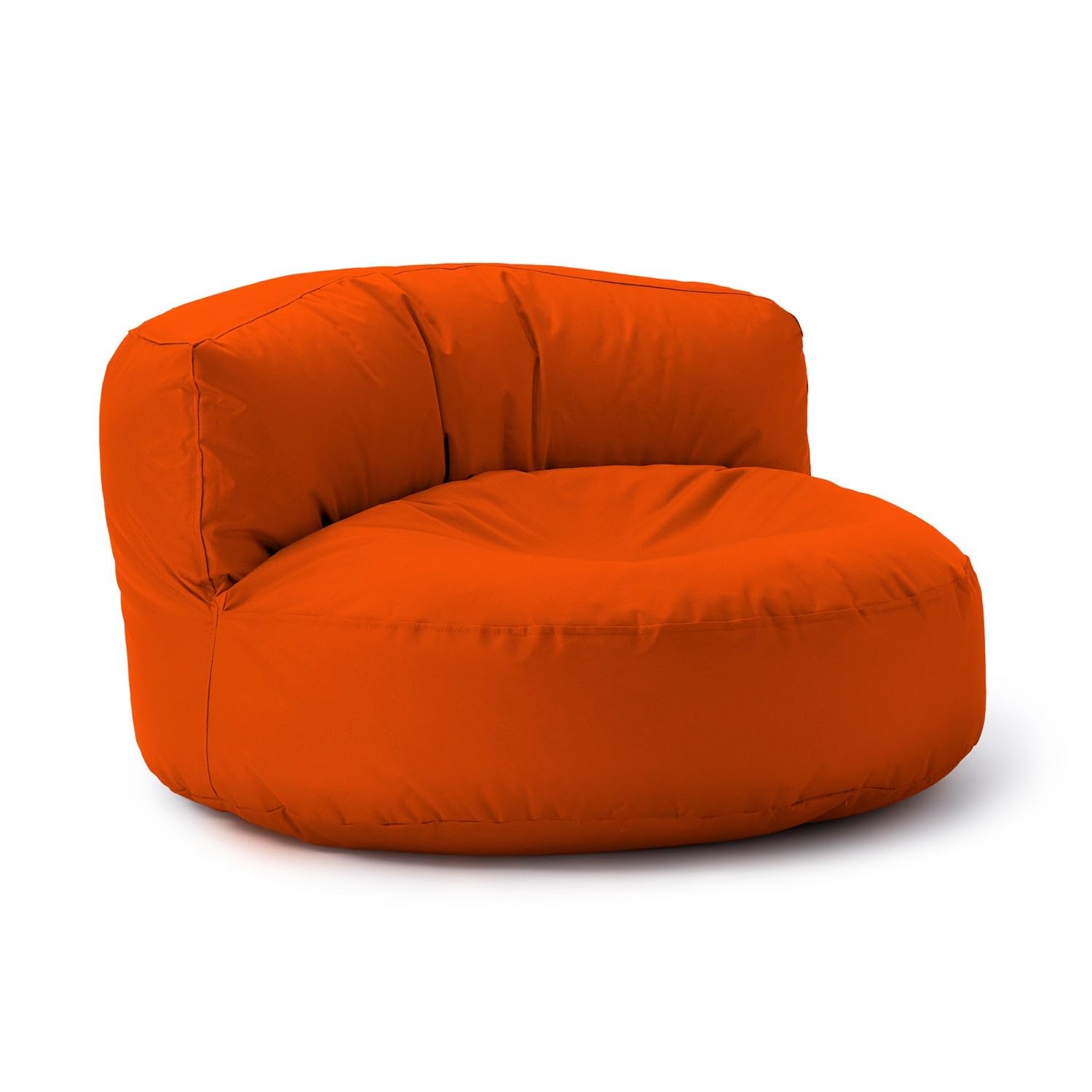 Lumaland Sofá Puff Redondo Grande 320l con Respaldo & Relleno Incluido - Sillón Relax Impermeable para Exterior - Mueble Ideal para Salón, Jardin y Terraza - 90 x 50 cm/Naranja