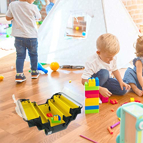 Image of Portable Tool Box - Storage Compartments for Tools, Parts, Crafting Supplies or Tackle by Stalwart - Cantilever Toolbox, 18 inchL x 11.8 inchW x 8.25 inchH, Black /Yellow