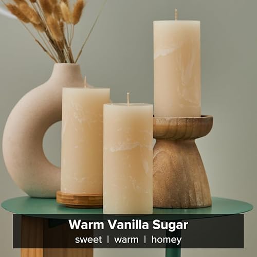 Miniatura 4 de Simply Soson Velas perfumadas de 3 x 6 pulgadas, azúcar de vainilla cálida, fragancia acogedora y relajante, juego de 3 velas para decoración del