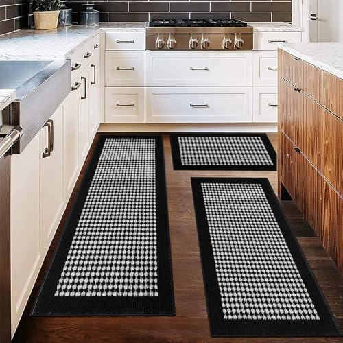 Ileading Kitchen Mat Sets 3 Piece Minimalist 3D Lattice Kitchen