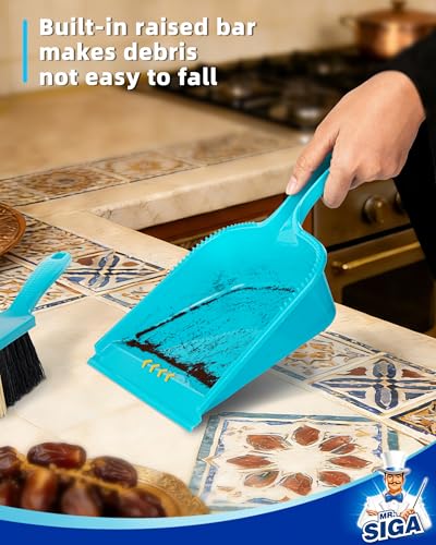 Image of MR.SIGA Dustpan and Brush Set, Pack of 2 Set, Blue & Grey
