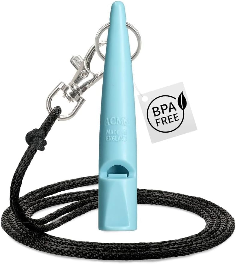 ACME 211.5 Professional Dog Training Whistle with Lanyard. BPA-Free Plastic. 90 dBA. Standardized 5400Hz Frequency for Larger Breeds. Weatherproof. Made in The UK (Baby Blue/Black)
