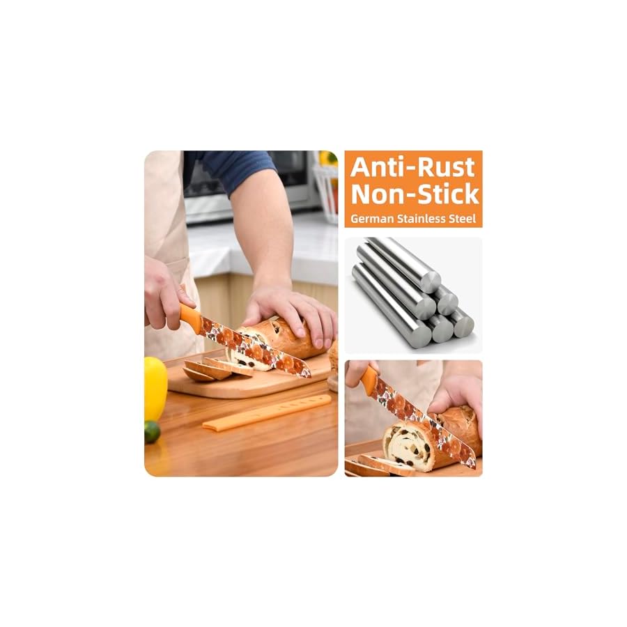 Knife Set, 12-piece Kitchen Knife Set Nonstick Coated, Professional Kitchen Cutlery Set for Chef, Cooking, Camping, Outdoor, Gift