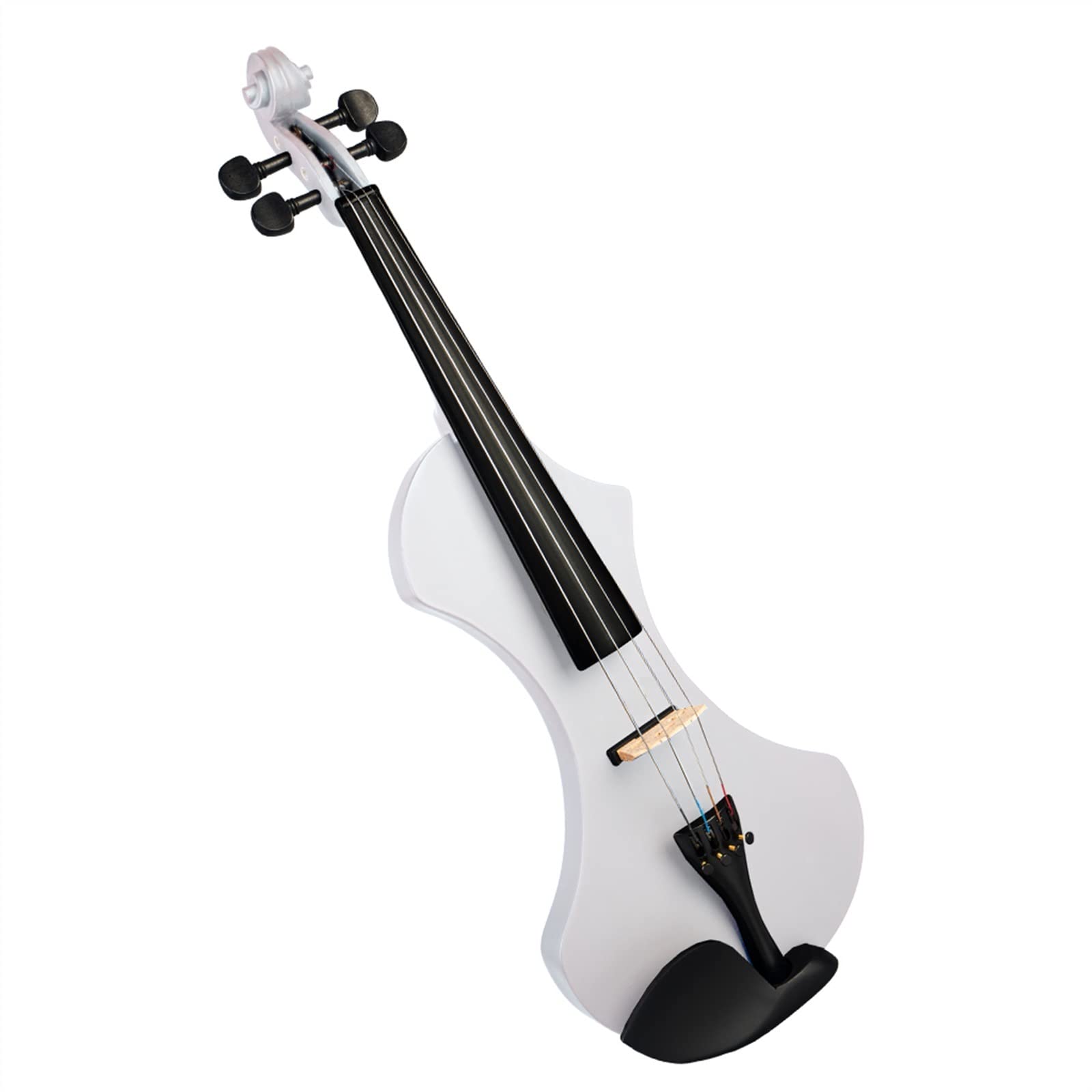 Violino Elettrico 4/4 Bianco Opaco Full Size in Legno Massello Set di Violino Elettronico/Silenzioso con Arco per Violino Custodia per Violino Corde per Violino Violini per Studenti