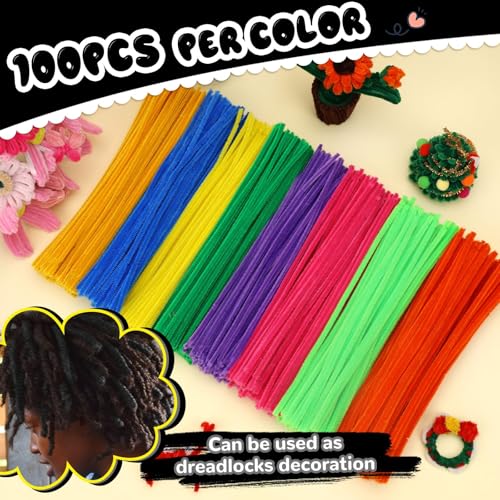 Image of Hssugi Pipe Cleaners, 100PCS Black Pipe Cleaners for Hair | Pipe Cleaners Craft Supplies Bulk Fuzzy Sticks for DIY Hair Locs Art and Craft Projects Home Decoration