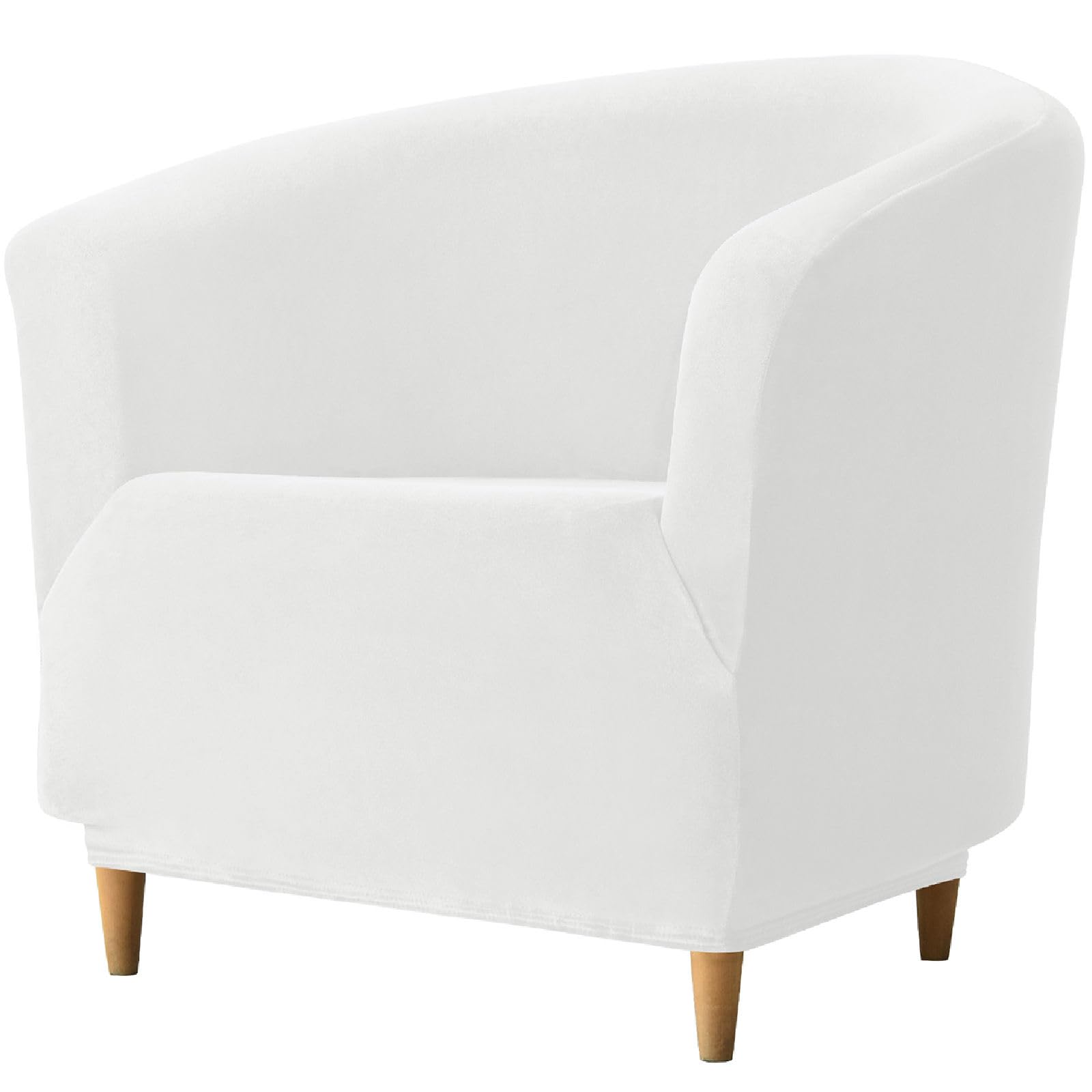ZRCYXDW Velvet Club Chair Slipcover, 1 Piece Barrel Chair Cover for Living Room Armchair Covers with Elastic Bottom Tub Chair Covers Furniture Protector Washable-White-1 Piece